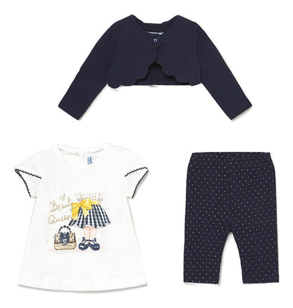 Conjunto 3 Pz Leggings Bebé Niña SKU 1706 Color Marino