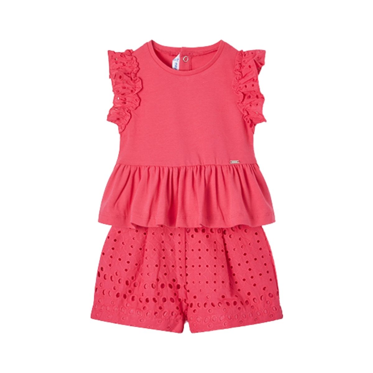 Conjunto 2 Pz Vestido Bermuda Perforado SKU 1246 Color Fucsia