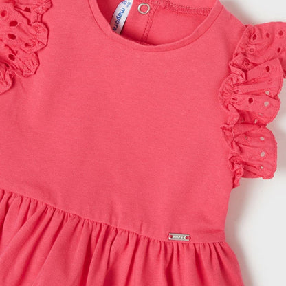 Conjunto 2 Pz Vestido Bermuda Perforado SKU 1246 Color Fucsia