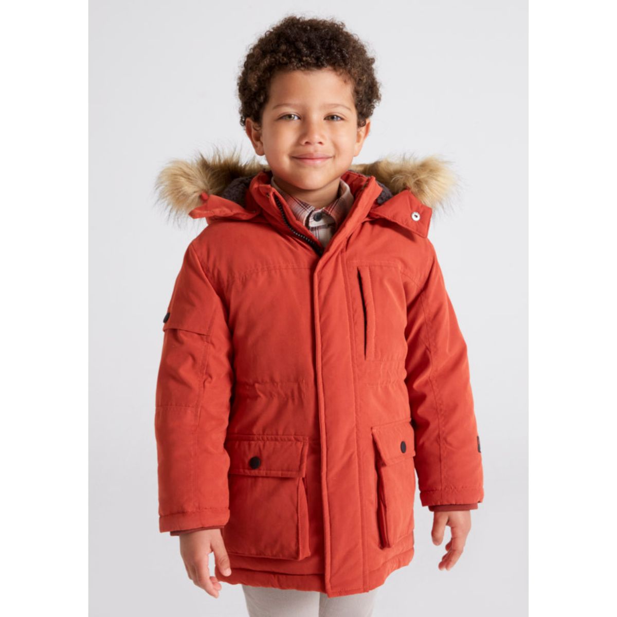 Parka Capucha De Pelo Sku 4464 Color 16 Ladrillo