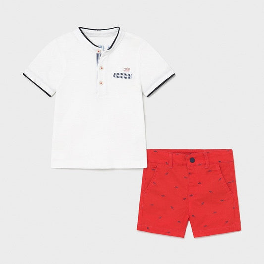 Conjunto bermudas y polo coreano para recién nacido MAYORAL Ref -1253-24 Cyber Red