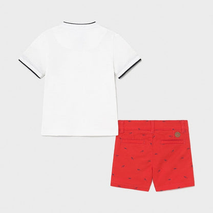 Conjunto bermudas y polo coreano para recién nacido MAYORAL Ref -1253-24 Cyber Red