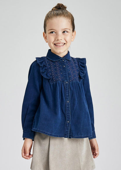 Blusa Tejana Bordada SKU 4174 Color Tejano