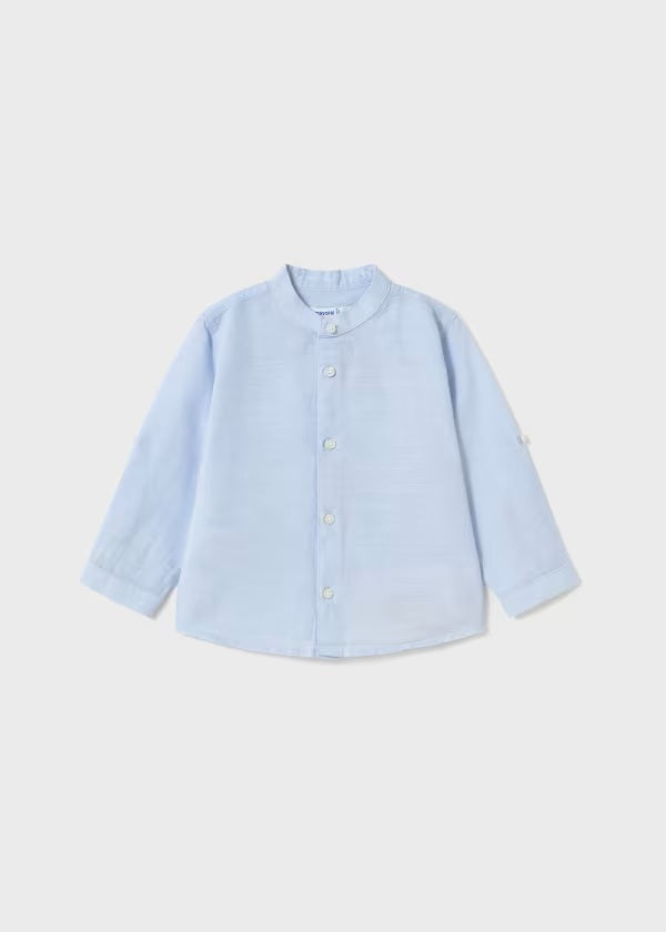 Camisa manga larga lino cuello mao