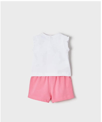 Conjunto 2 Pz Short Camiseta Bebe Niña Sin Mangas SKU 1241 Color Camelia