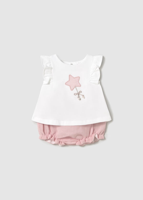 Conjunto cubrepañal y playera recién nacida