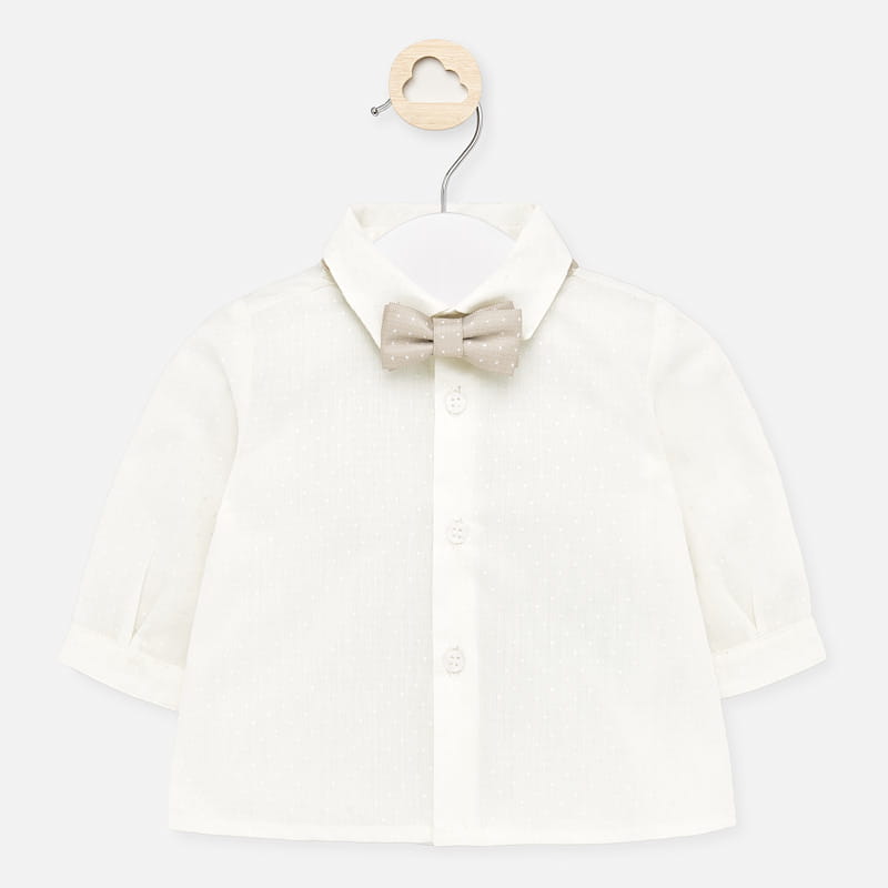 Camisa y Moño para bebé niño Conjunto 2 Pz MAYORAL Ref. 1142/34 Crudo