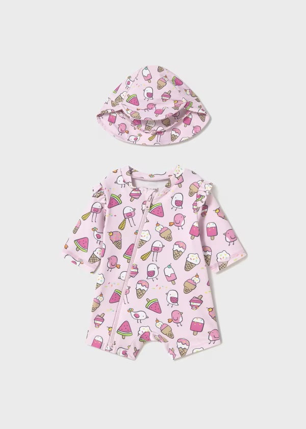 Traje de  baño pelele con gorro