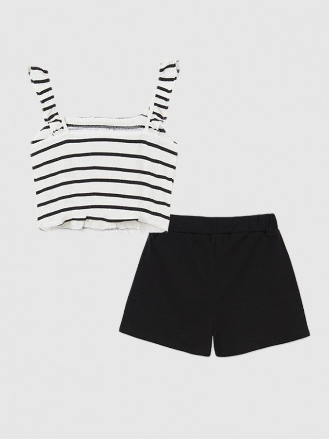 Conj Short Top Rayas sKU 6280 Color Negro