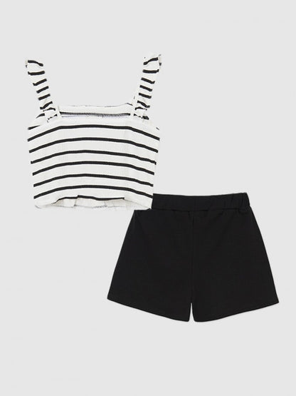 Conj Short Top Rayas sKU 6280 Color Negro