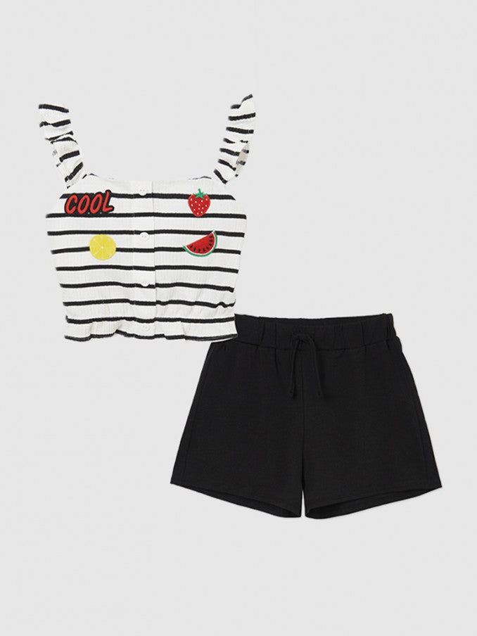 Conj Short Top Rayas sKU 6280 Color Negro
