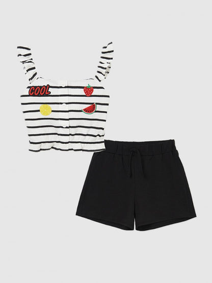 Conj Short Top Rayas sKU 6280 Color Negro