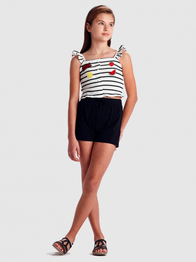 Conj Short Top Rayas sKU 6280 Color Negro