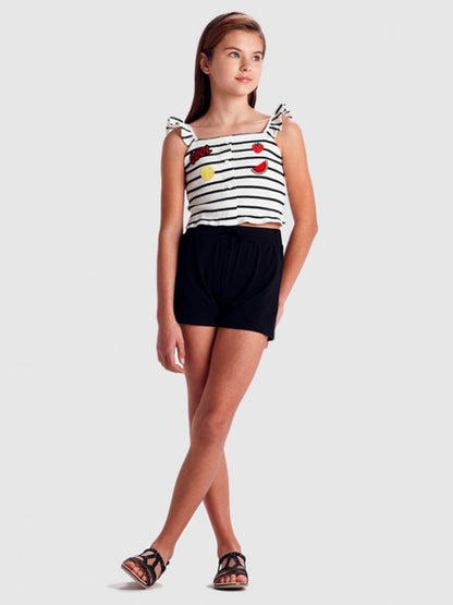 Conj Short Top Rayas sKU 6280 Color Negro