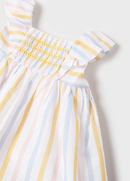 Vestido Niña Rayas Fruncido Sku 1873 Color Amarillo