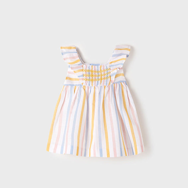 Vestido Niña Rayas Fruncido Sku 1873 Color Amarillo