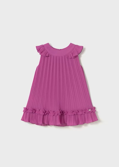 Vestido Plisado Bebe Niña  SKU 1915 Color Coral