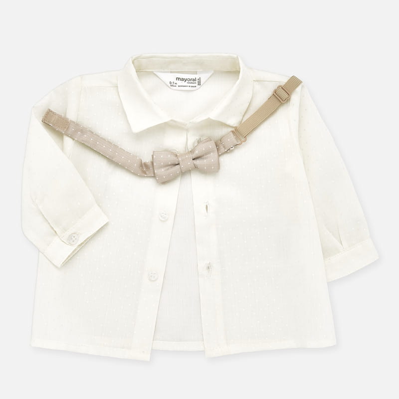 Camisa y Moño para bebé niño Conjunto 2 Pz MAYORAL Ref. 1142/34 Crudo