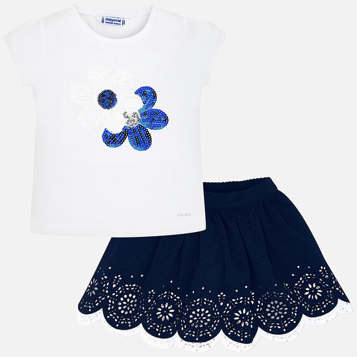 Blusa y Falda para niña Conjunto 2 Piezas MAYORAL Ref. 3965/18 Marino