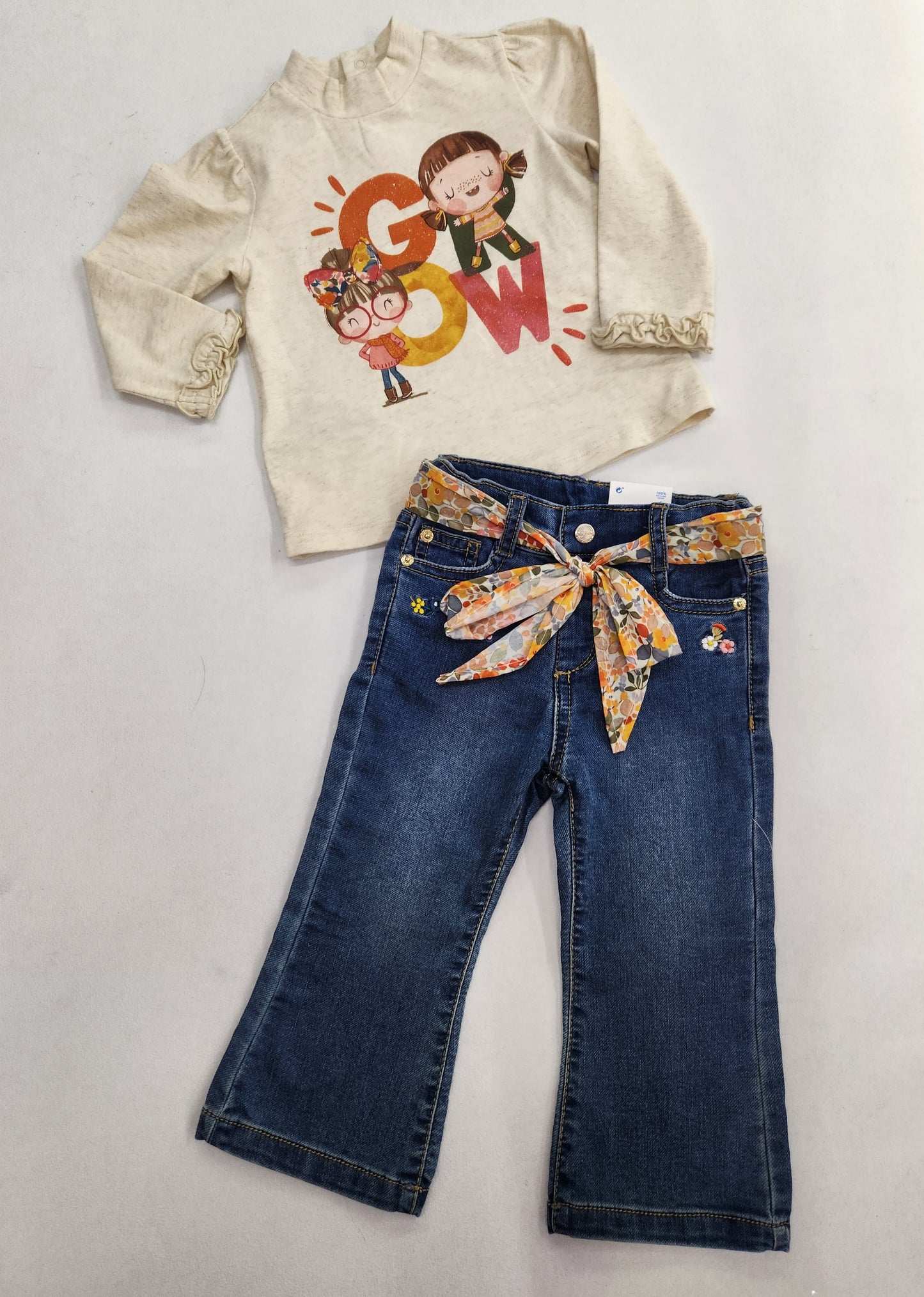 Conjunto Pantalon Largo Tejano  , Semicisne Serigrafiada MAYORAL Ref-2091-2542