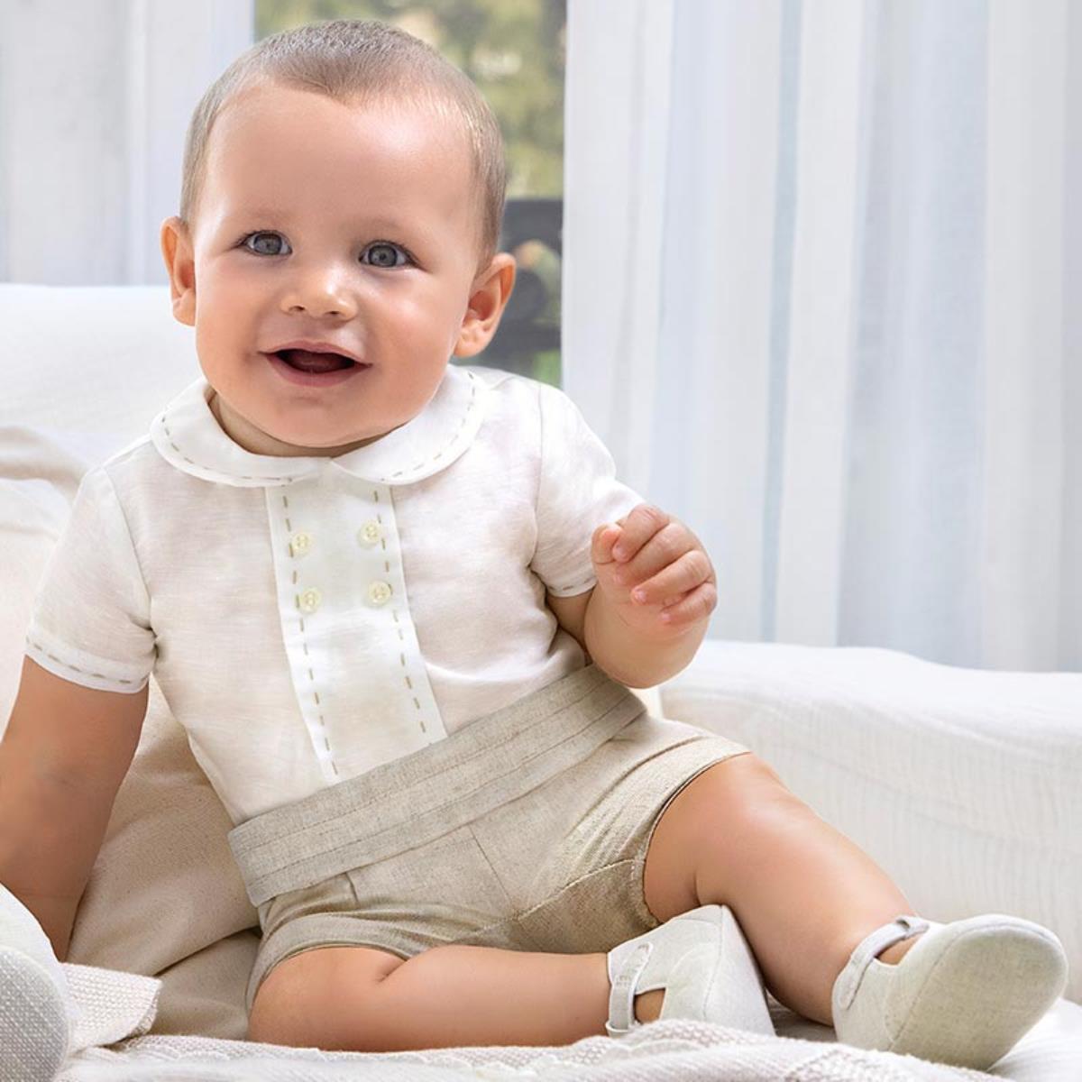 Conjunto ceremonia Pantalón + Camisa + Faja para bebé niño Conj. 3 Pz MAYORAL Ref. 1221/78 Lino