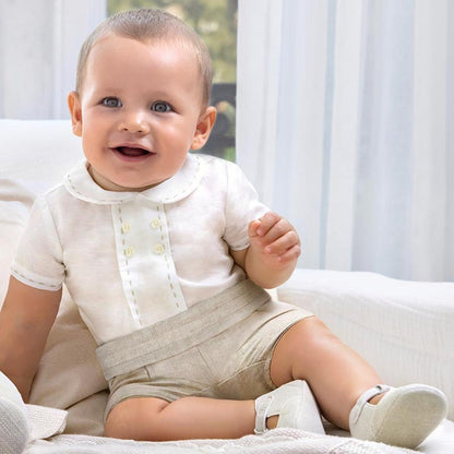 Conjunto ceremonia Pantalón + Camisa + Faja para bebé niño Conj. 3 Pz MAYORAL Ref. 1221/78 Lino