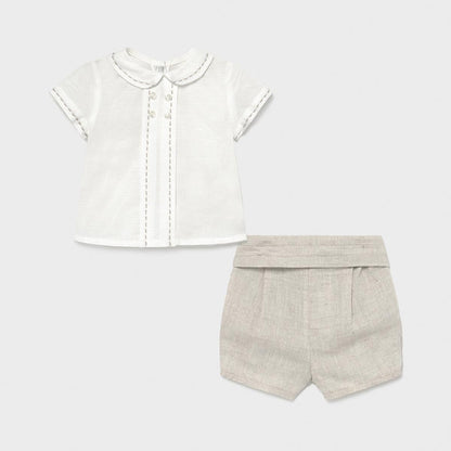 Conjunto ceremonia Pantalón + Camisa + Faja para bebé niño Conj. 3 Pz MAYORAL Ref. 1221/78 Lino