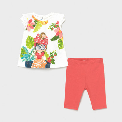 Conjunto 2 Pz Bebé Niña Leggings Canale SKU 1711 Color Coral