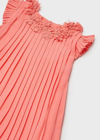 Vestido Plisado Bebe Niña  SKU 1915 Color Coral