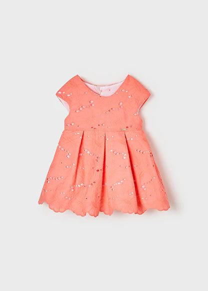 Vestido Bordado Perforado SKU 1918 Color Coral