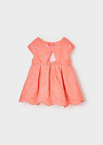 Vestido Bordado Perforado SKU 1918 Color Coral