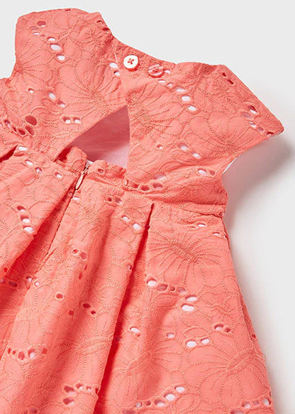 Vestido Bordado Perforado SKU 1918 Color Coral