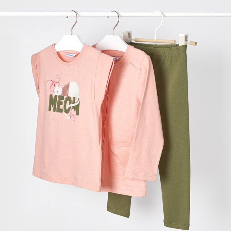 conjunto 3 piezas Cardigan  ,Leggins , Camisa Sku 3759 Color 40 Melocoton