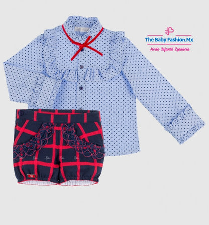 Conjunto 2 Pz blusa y pantalon corto para chica DOLCE PETIT Ref. 24/2200/2 09 24/2200/3 13