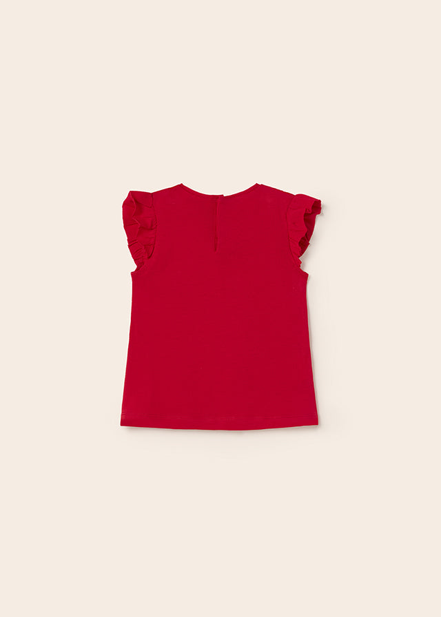 Playera con motivo bordado de algodón sostenible para bebé Sku  1012 Color 87 Rojo
