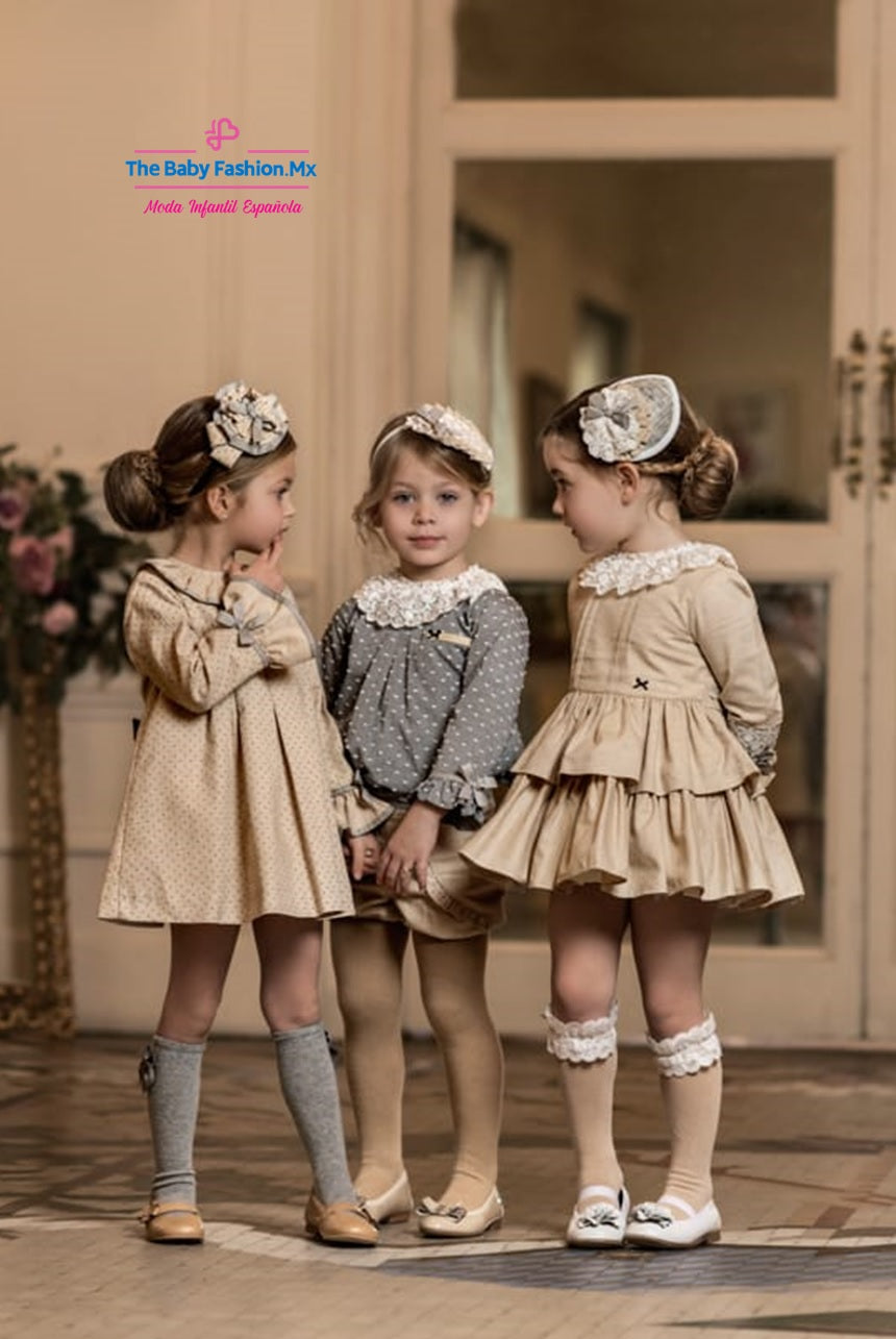 Short y Blusa para niña DOLCE PETIT Ref. 24/2204/3 95 Moca 24/2204/2 24 Gris