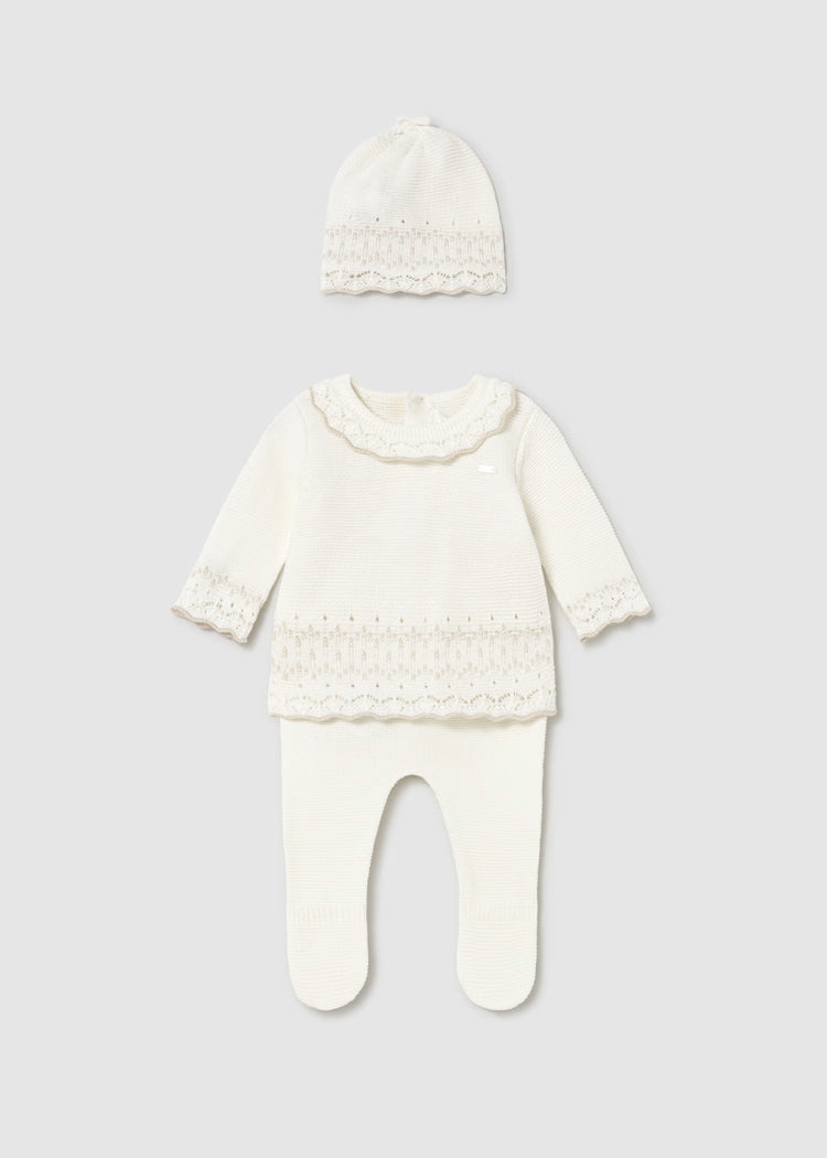 Conj. polaina y gorro tricot