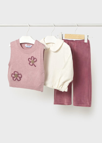 Conj. pantalon chaleco tricot