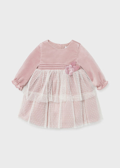 Vestido Ceremonia Terciopelo Rosa Bebé Niña Mayoral 2818