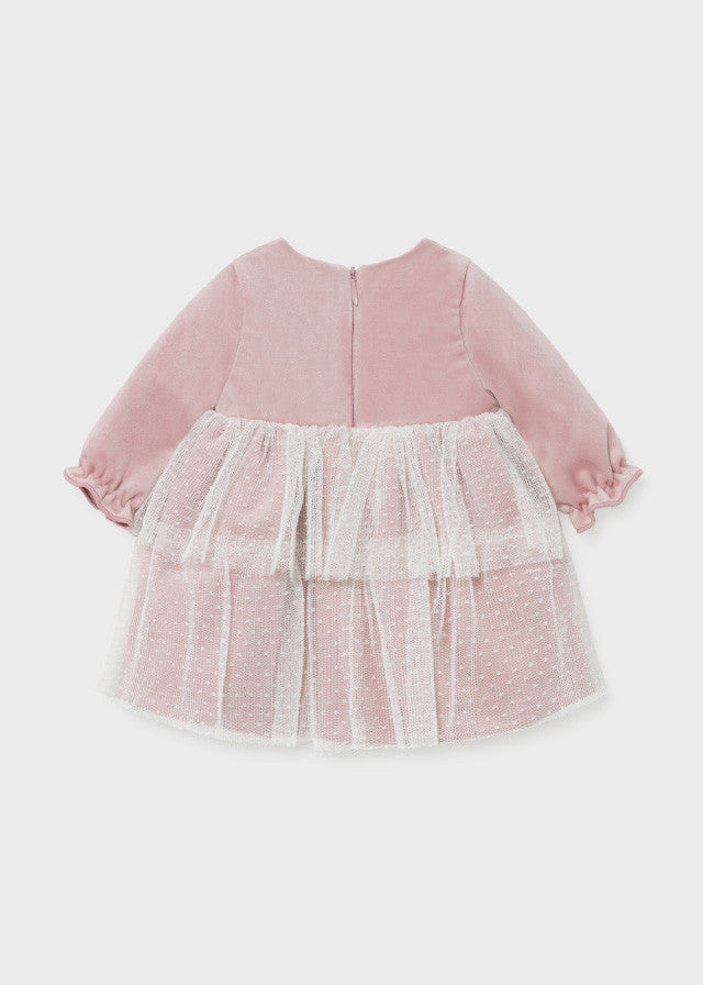 Vestido Ceremonia Terciopelo Rosa Bebé Niña Mayoral 2818