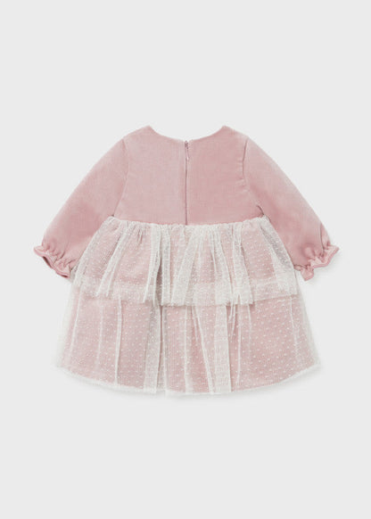 Vestido Ceremonia Terciopelo Rosa Bebé Niña Mayoral 2818