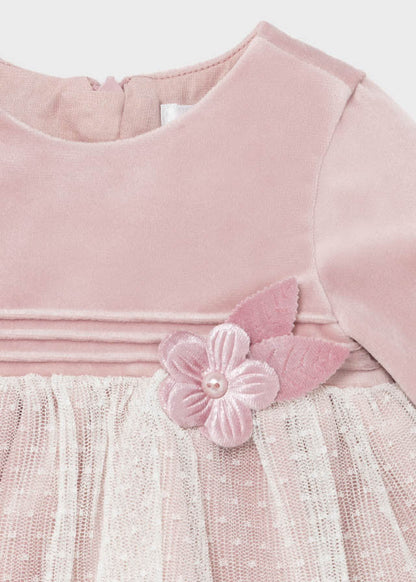 Vestido Ceremonia Terciopelo Rosa Bebé Niña Mayoral 2818