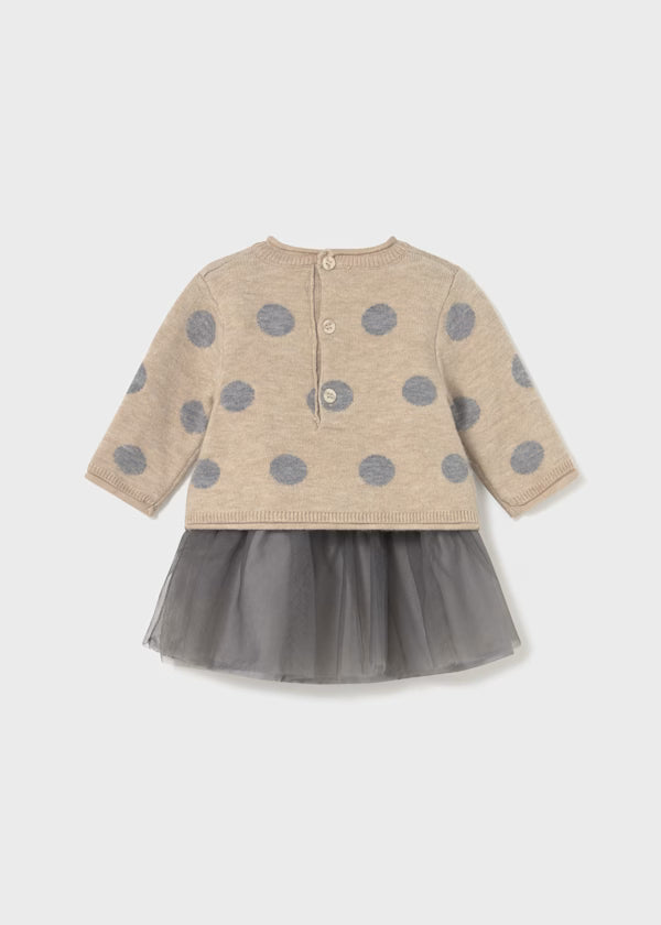 Vestido tricot combinado tul