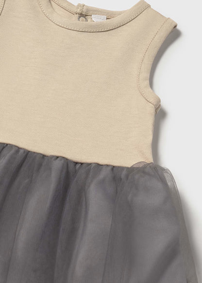 Vestido tricot combinado tul