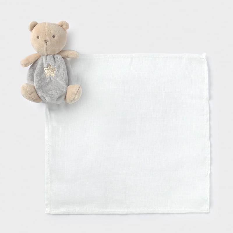 Conjunto 2 Piezas Babero Peluche Oso SKU 19810 Color 46 Gris