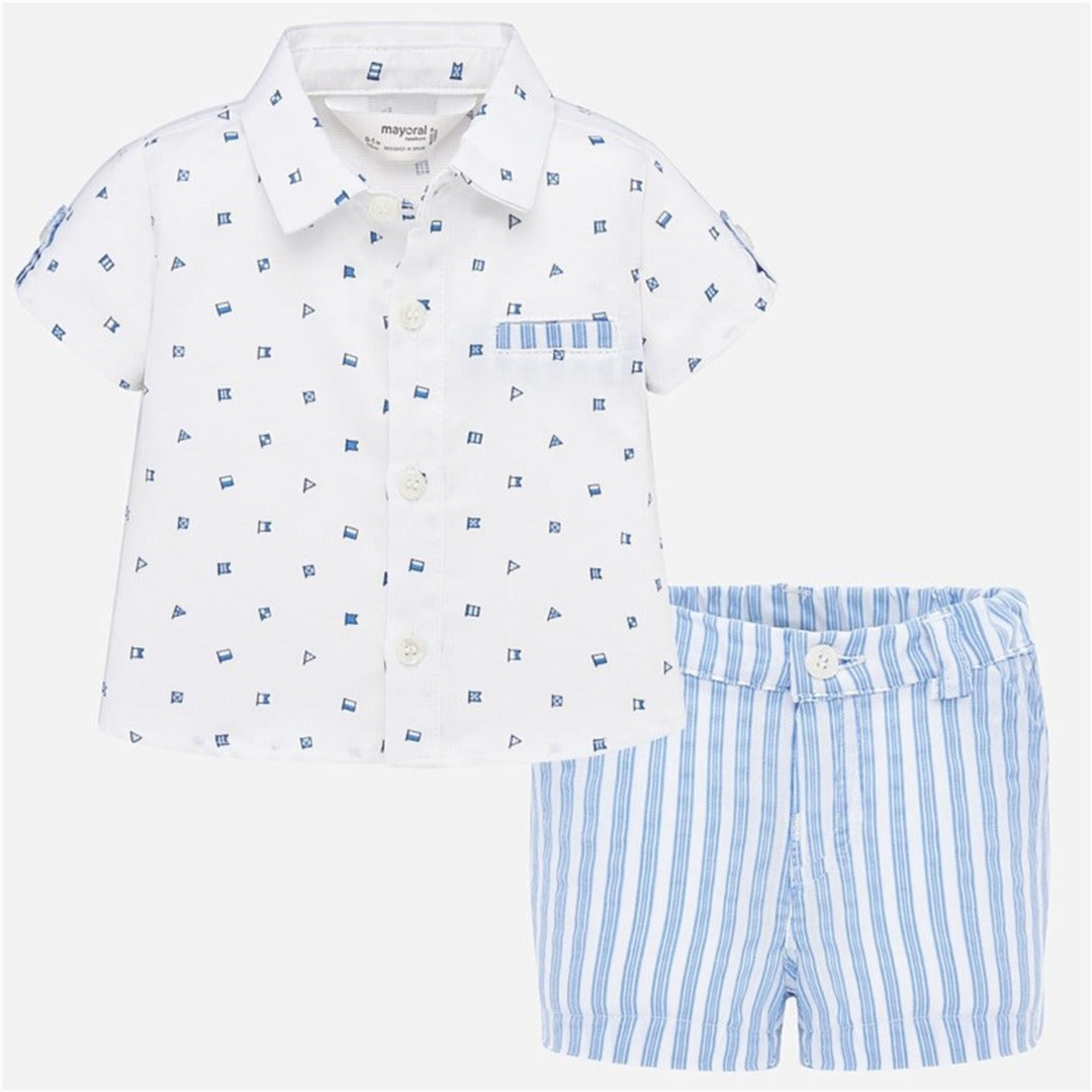 Conjunto 2 Pz camisa Pantalon Corto para recién nacido MAYORAL Ref 1271/Cielo
