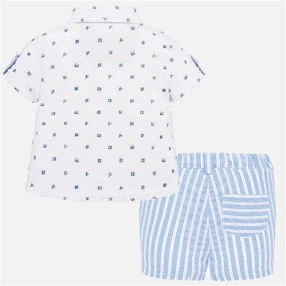 Conjunto 2 Pz camisa Pantalon Corto para recién nacido MAYORAL Ref 1271/Cielo