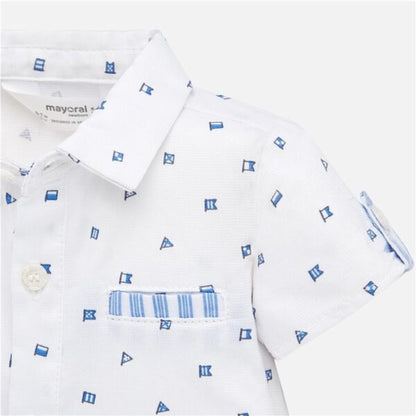 Conjunto 2 Pz camisa Pantalon Corto para recién nacido MAYORAL Ref 1271/Cielo