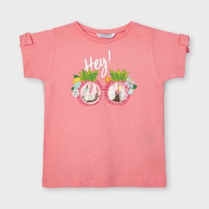 Camiseta con aplicación de gafas para niña Sku 3016 Color Flamingo