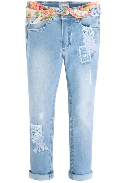 Jeans para niña (azul con bordado) Vaquero Sku 3531 Color Bleached